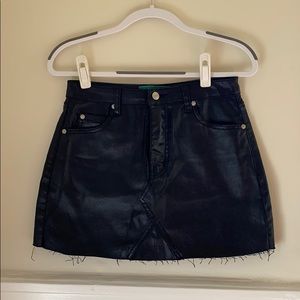 shiny-black, allen denim mini skirt